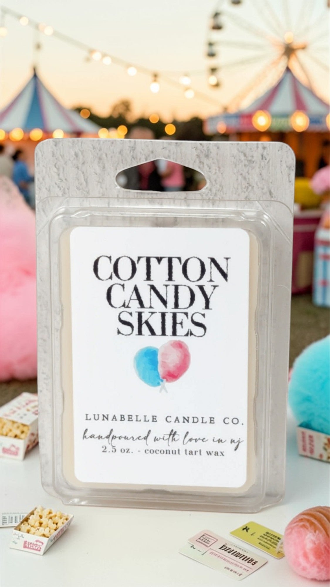 Cotton Candy Candle | Sweet Scented Candle | Vanilla Strawberry Candy Fragrance | Clean Burning Coconut Apricot Wax