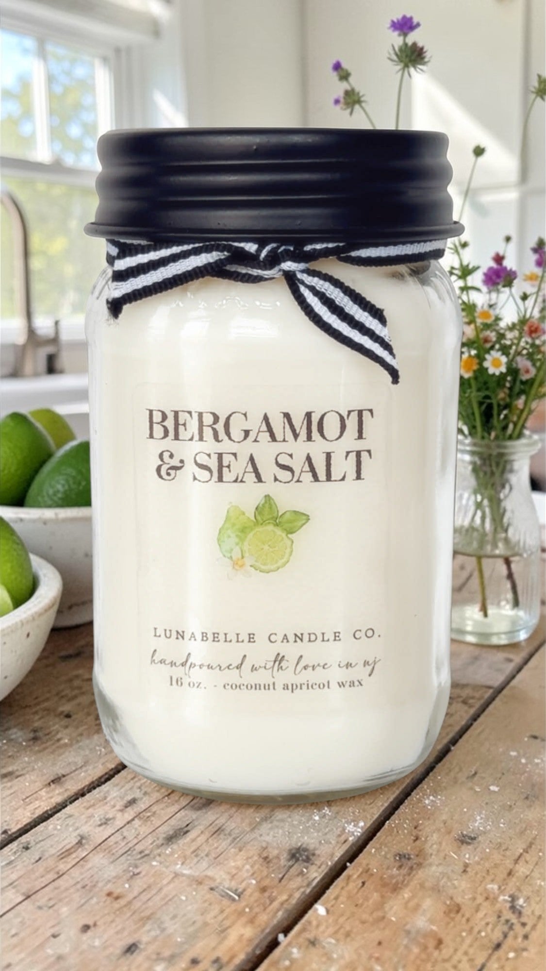 Bergamot & Sea Salt Candle | Coastal Scented Candle | Spa-Fresh Ocean & Citrus Fragrance | Hand-Poured Luxury Candle