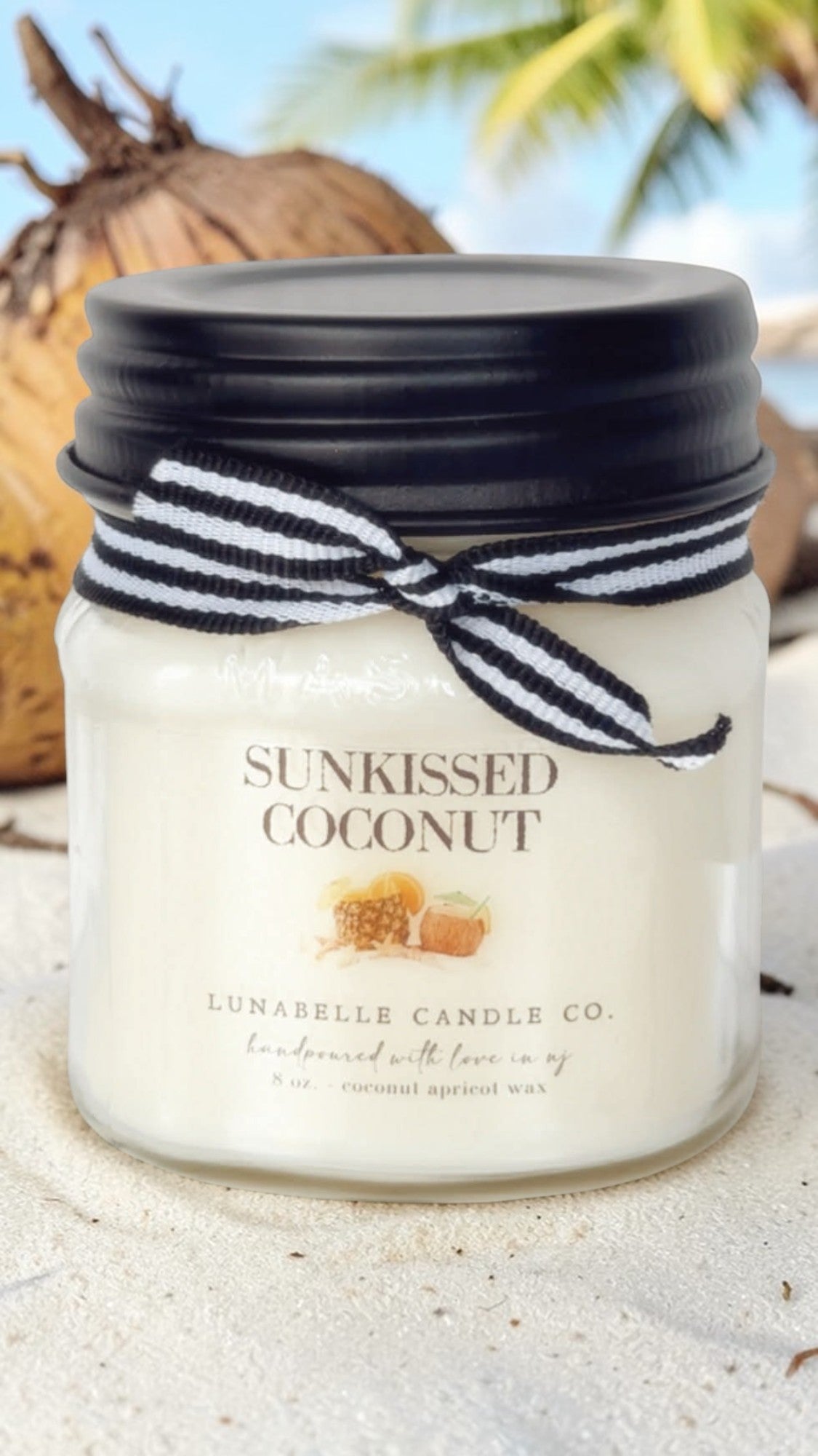 Sunkissed Coconut Candle | Tropical Summer Scented Candle | Clean Burning Coconut Wax | Beach & Vacation Vibes