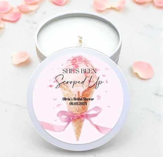 She's Been Scooped Up Bridal Shower Bulk Candle Favors