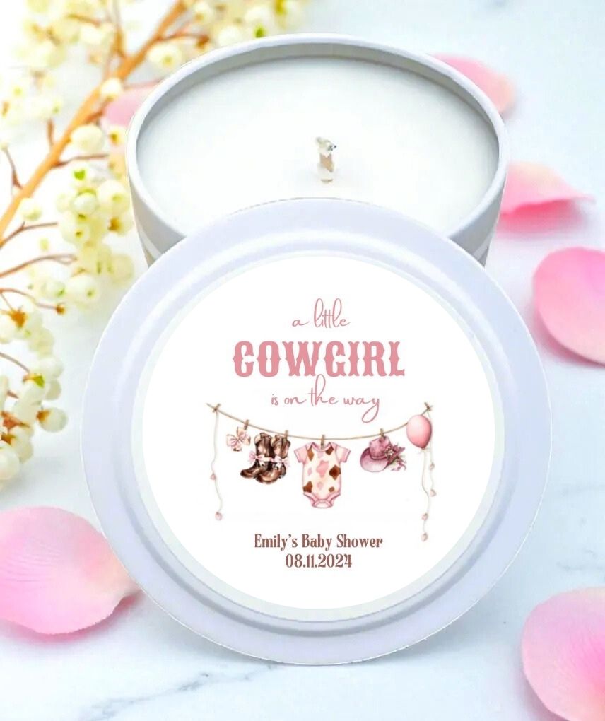 A Little Cowgirl Is On The Way Baby Shower Bulk Candle Favor