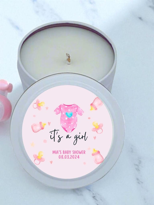 It's A Girl Pink Baby Shower Bulk Favor Candle