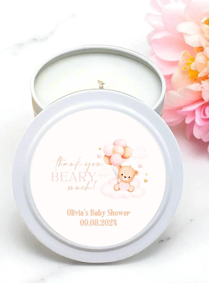 Thank you Beary Much (Pink) Baby Shower Bulk Candle Favor