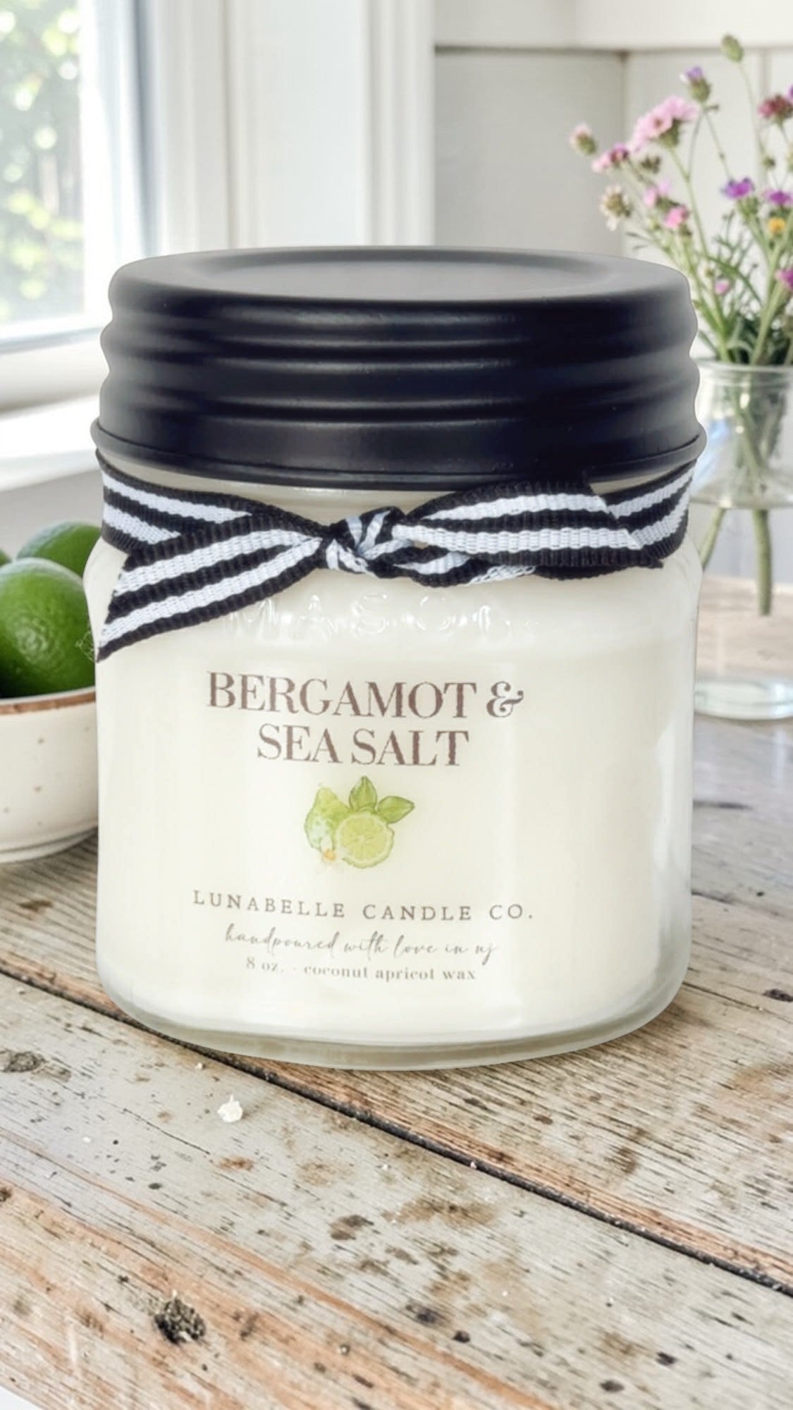 Bergamot & Sea Salt Candle | Coastal Scented Candle | Spa-Fresh Ocean & Citrus Fragrance | Hand-Poured Luxury Candle