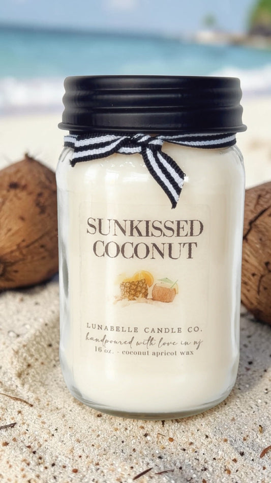 Sunkissed Coconut Candle | Tropical Summer Scented Candle | Clean Burning Coconut Wax | Beach & Vacation Vibes