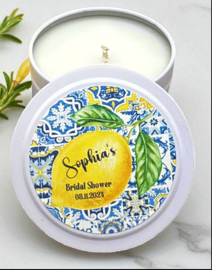 Amalfi Lemon Italian Theme Bridal Shower Bulk Candle Favor