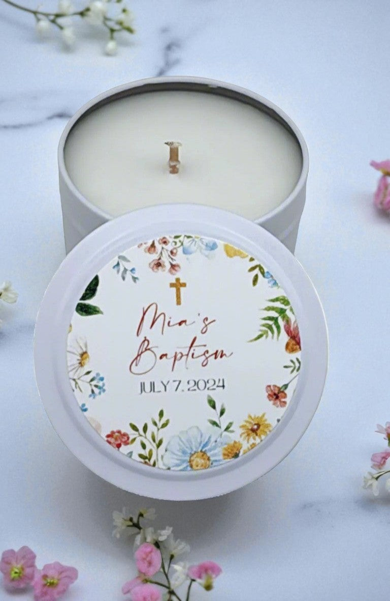 Baptism Floral Thank You Bulk Candle Favor