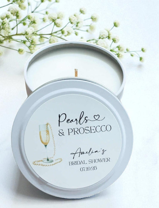 Pearls & Prosecco Bridal Shower Bulk Candle Favor