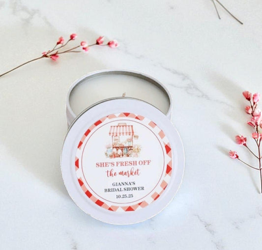 She's Fresh Off The Market Bridal Shower Bulk Candle Favor
